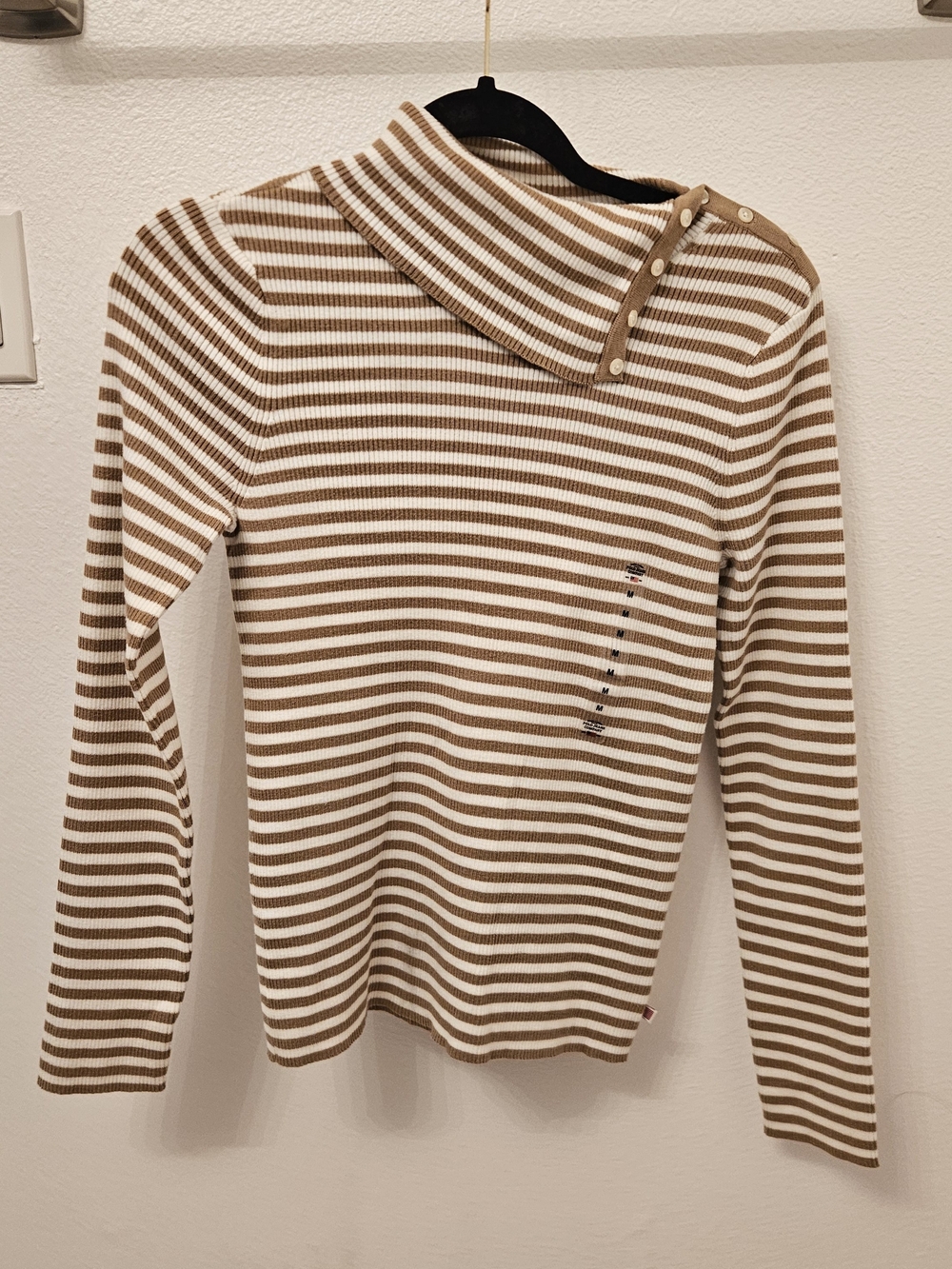 Deadstock Polo Jeans Co Ralph Lauren Striped Ribbed Button Turtleneck Size M